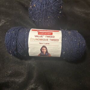 Craft Smart Value Tweed 1 Skein 5oz/252 yds & 1 Ball 5.2oz Navy/Bleu Marine Lt 2
